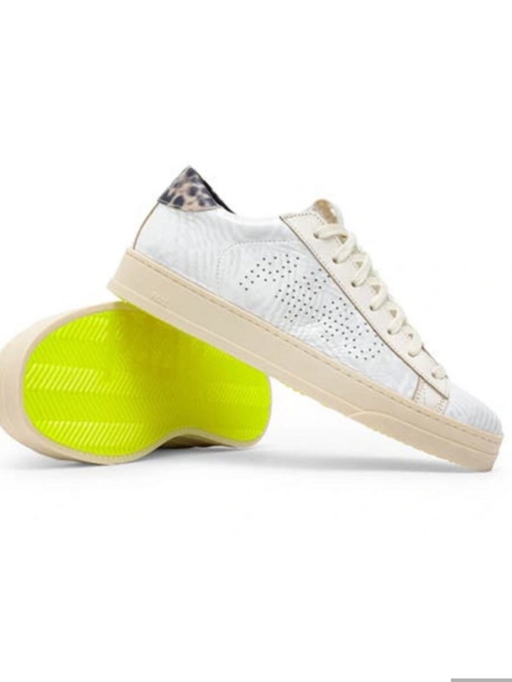 P448 Bubble Wrap White Leather Casual Sneaker with Neon Sole 39